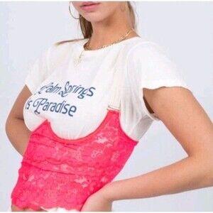We Are HAH Free People Bust a Move HAHt Lava Lace Bustier Size S Hot Pink NWOT